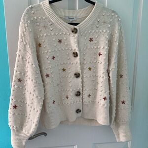Madewell cream cardigan with star details